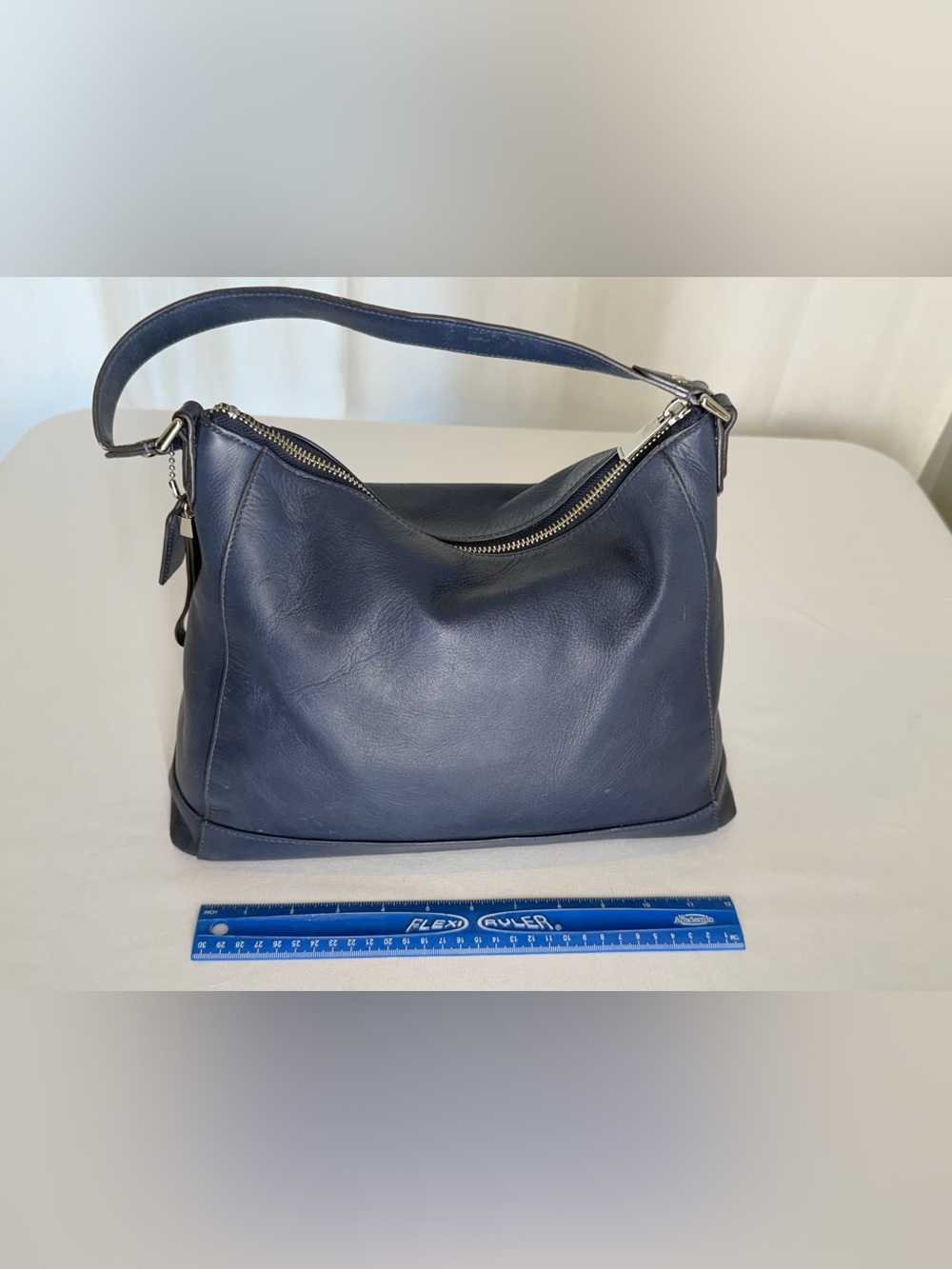 Coach Navy Leather Small Crossbody with Zip Trim - Picture 3 of 11